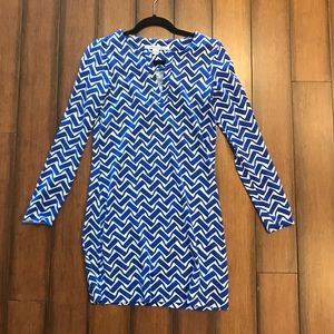 DVF blue patterned shift dress